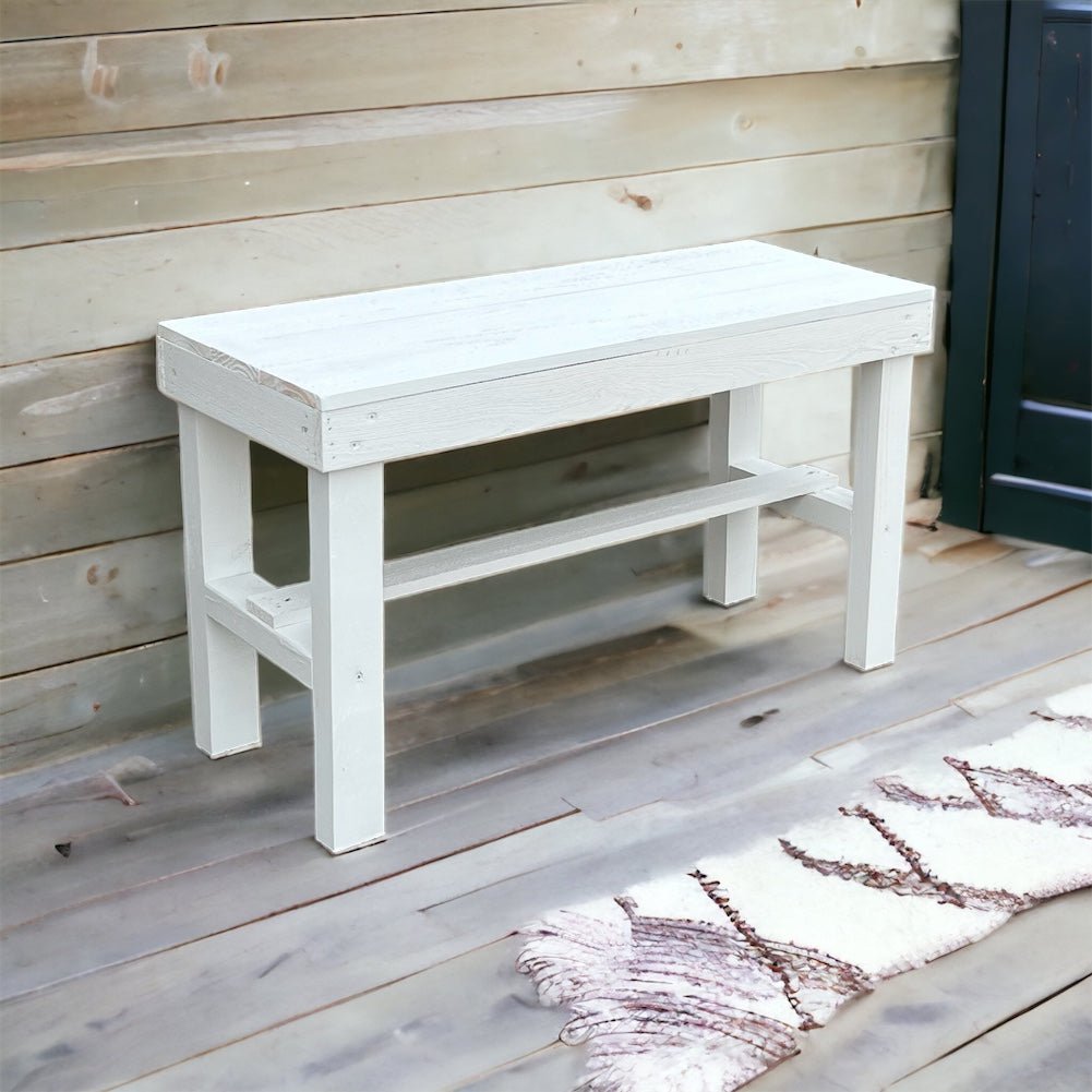 Rustic Wood Small Entryway Bench - Intrinsic Haven Benches White