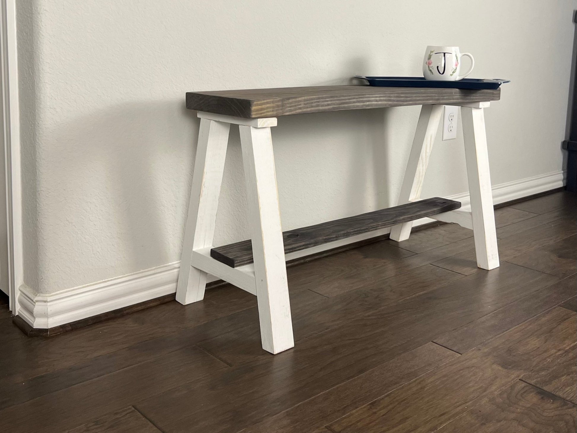 Simple Farmhouse Solid Wood Entry Bench - Intrinsic Haven Benches 12"D x 36"L x 20.5"H Gray/White