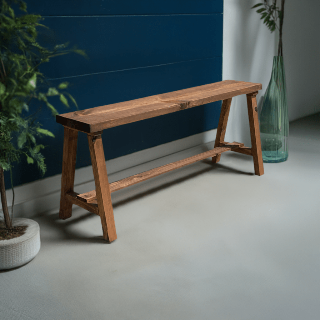 Simple Farmhouse Solid Wood Entry Bench - Intrinsic Haven Benches 12"D x 48"L x 20.5"H Light Brown