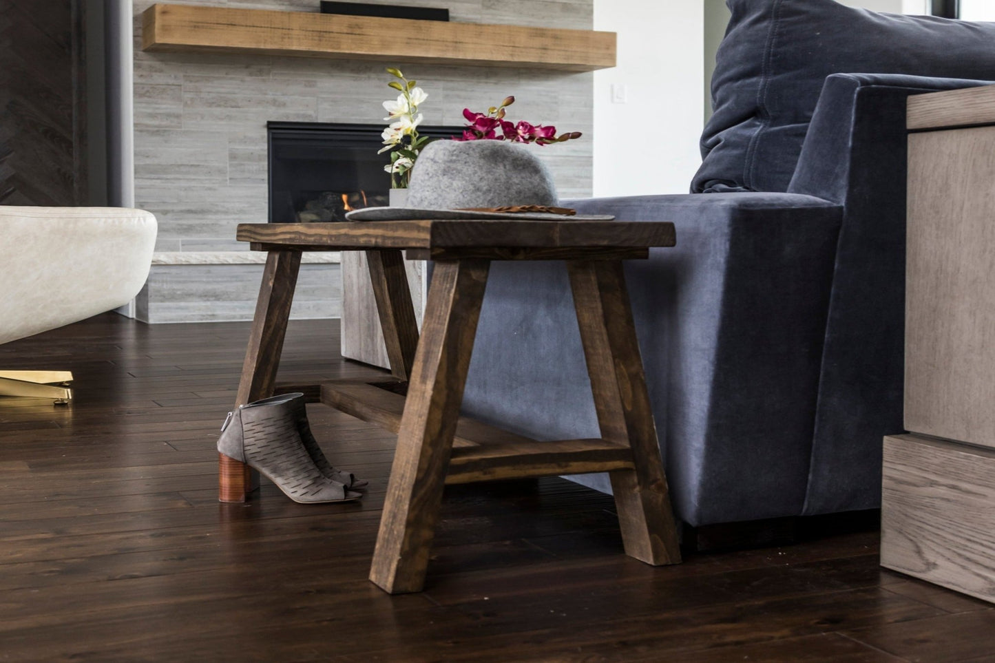 Simple Farmhouse Solid Wood Entry Bench - Intrinsic Haven Benches 12"D x 36"L x 20.5"H Dark Walnut