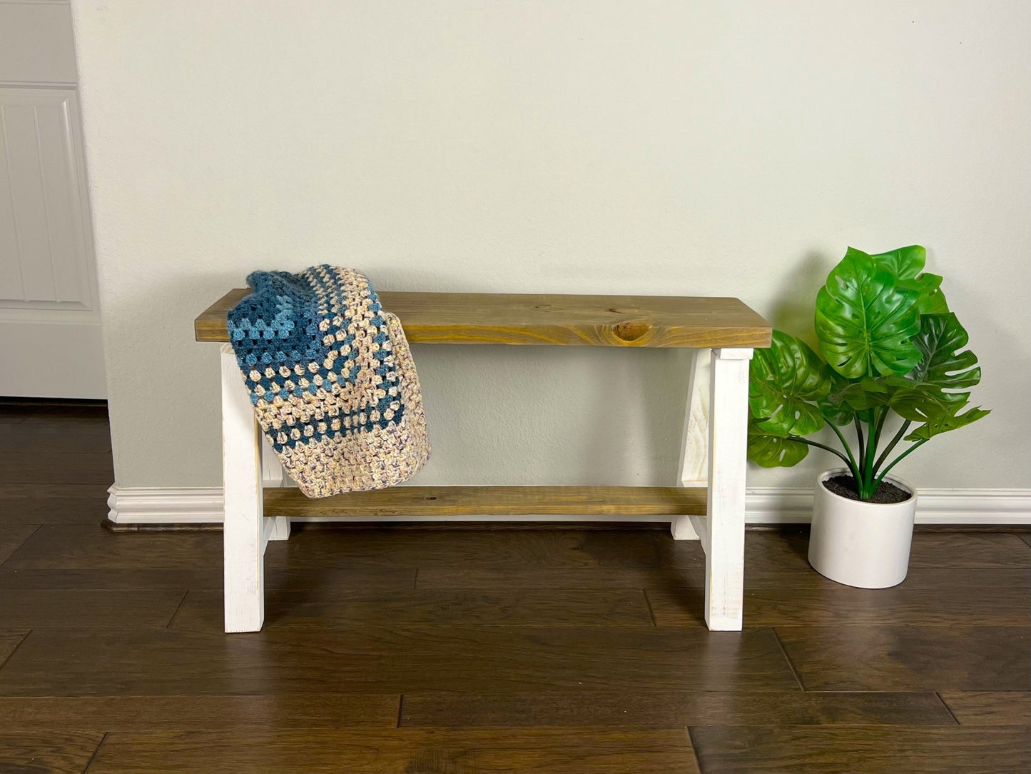 Simple Farmhouse Solid Wood Entry Bench - Intrinsic Haven Benches 12"D x 36"L x 20.5"H Light/White