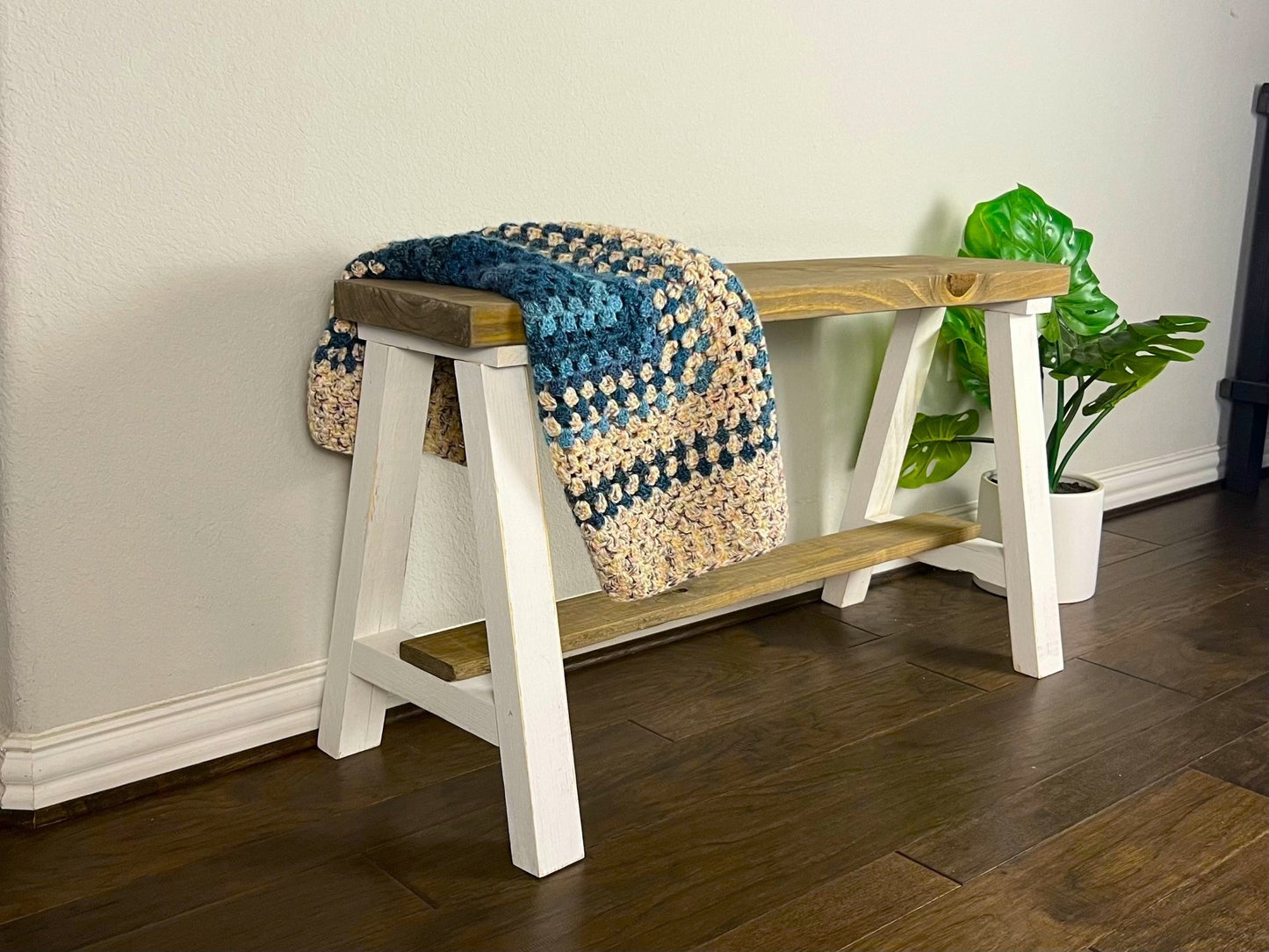 Simple Farmhouse Solid Wood Entry Bench - Intrinsic Haven Benches 12"D x 36"L x 20.5"H Light/White