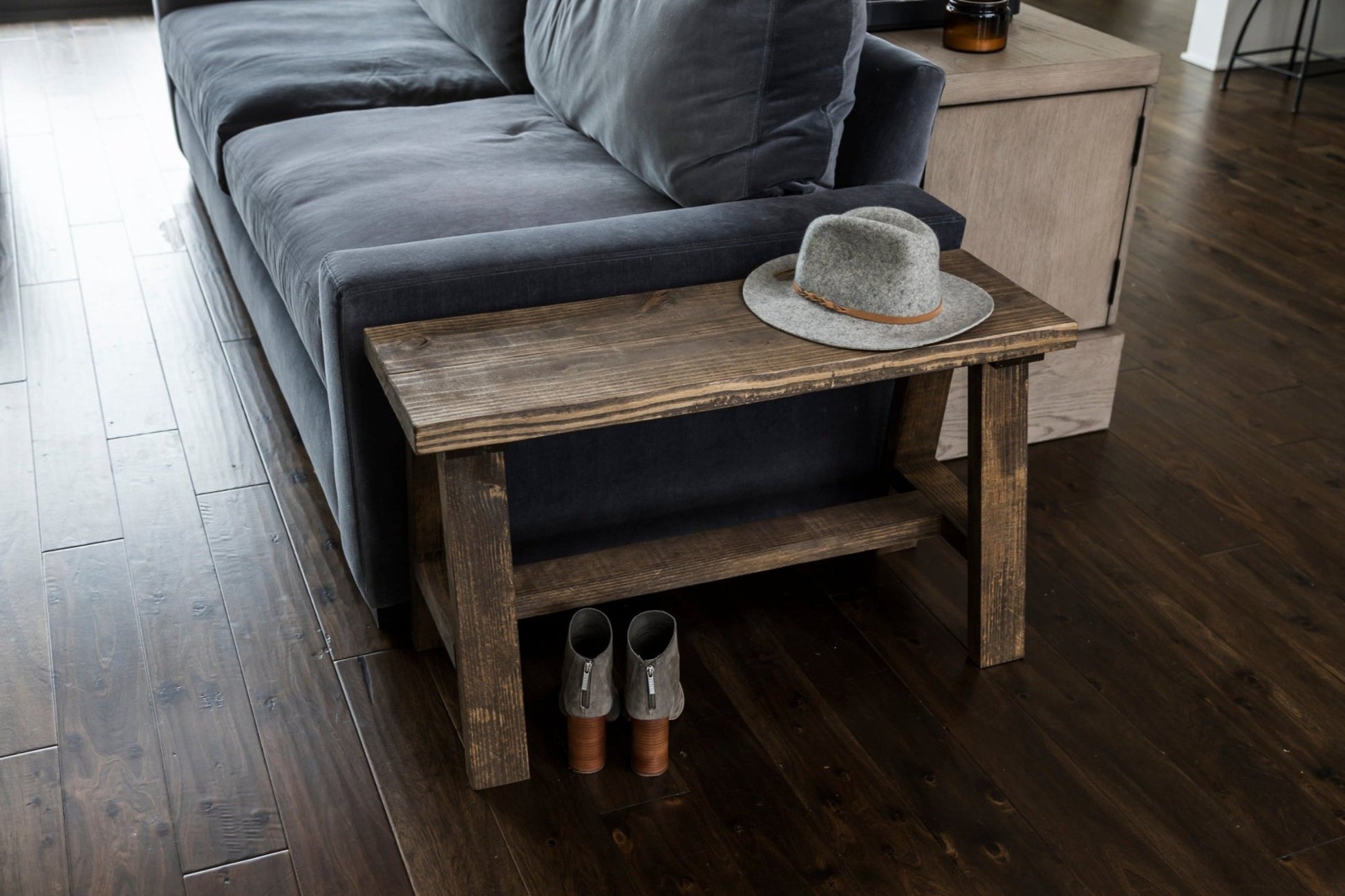 Simple Farmhouse Solid Wood Entry Bench - Intrinsic Haven Benches 12"D x 36"L x 20.5"H Dark Walnut