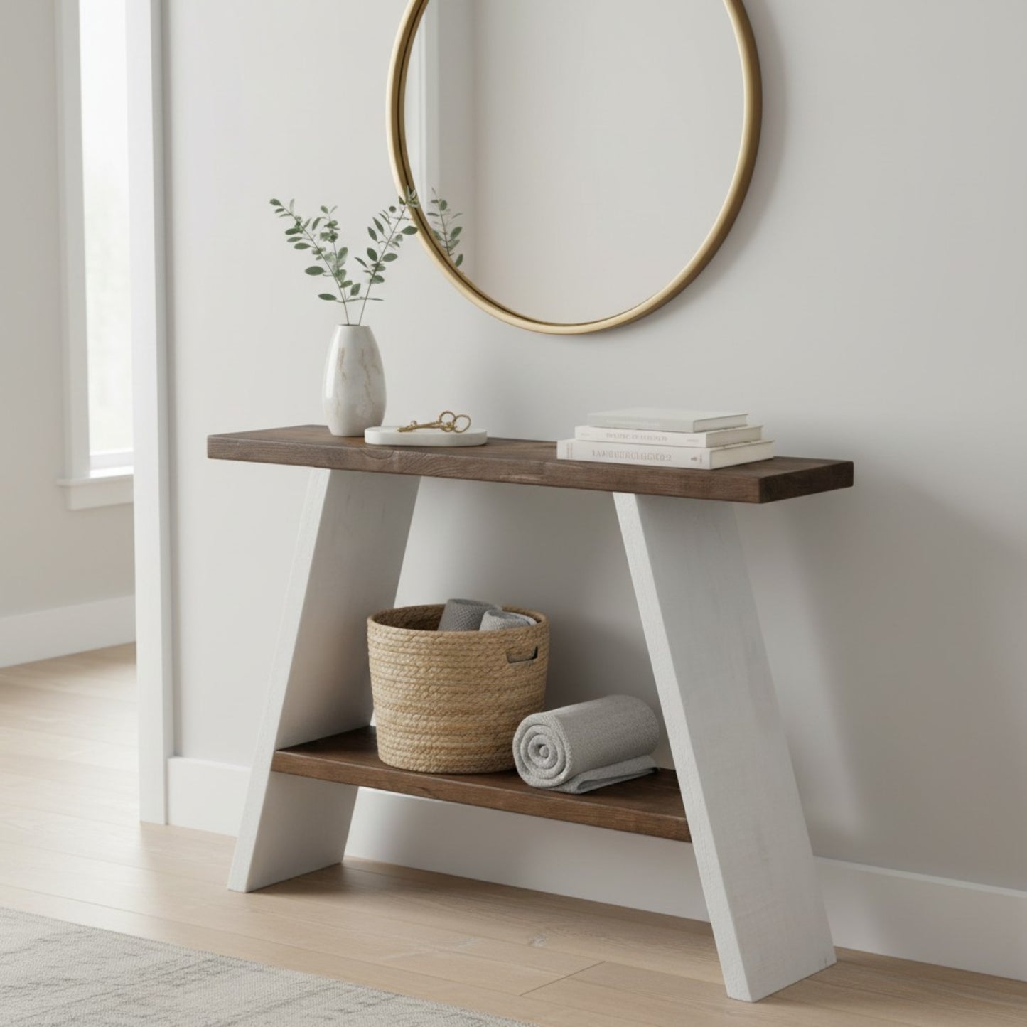 Summit Console Table | Farmhouse Entryway Table with Storage Shelf