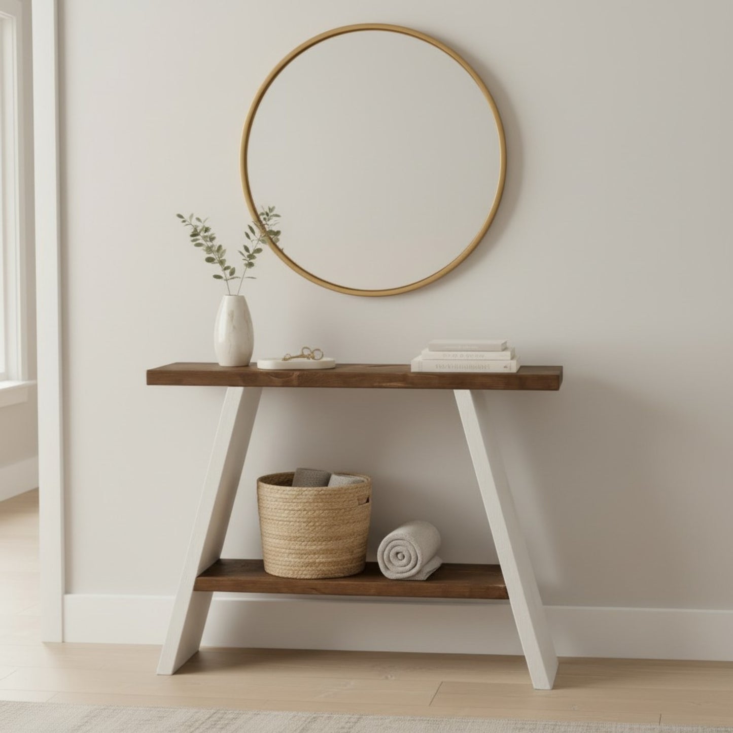 Summit Console Table | Farmhouse Entryway Table with Storage Shelf