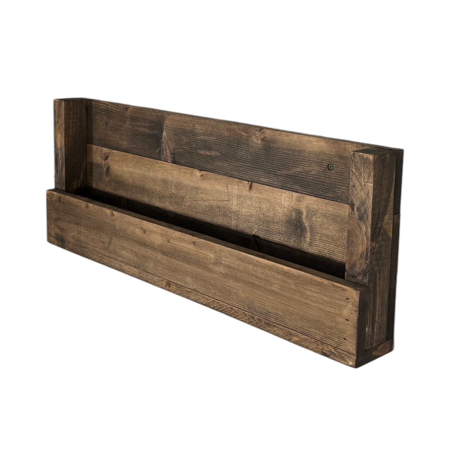 Horizon Rustic Wall-Mounted Bookshelf | Solid Wood Floating Book Ledge Display Shelf