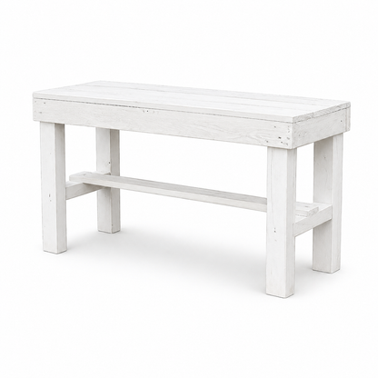 Rustic Wood Small Entryway Bench: Handcrafted Solid Wood Compact Bench – Farmhouse Mudroom Seating