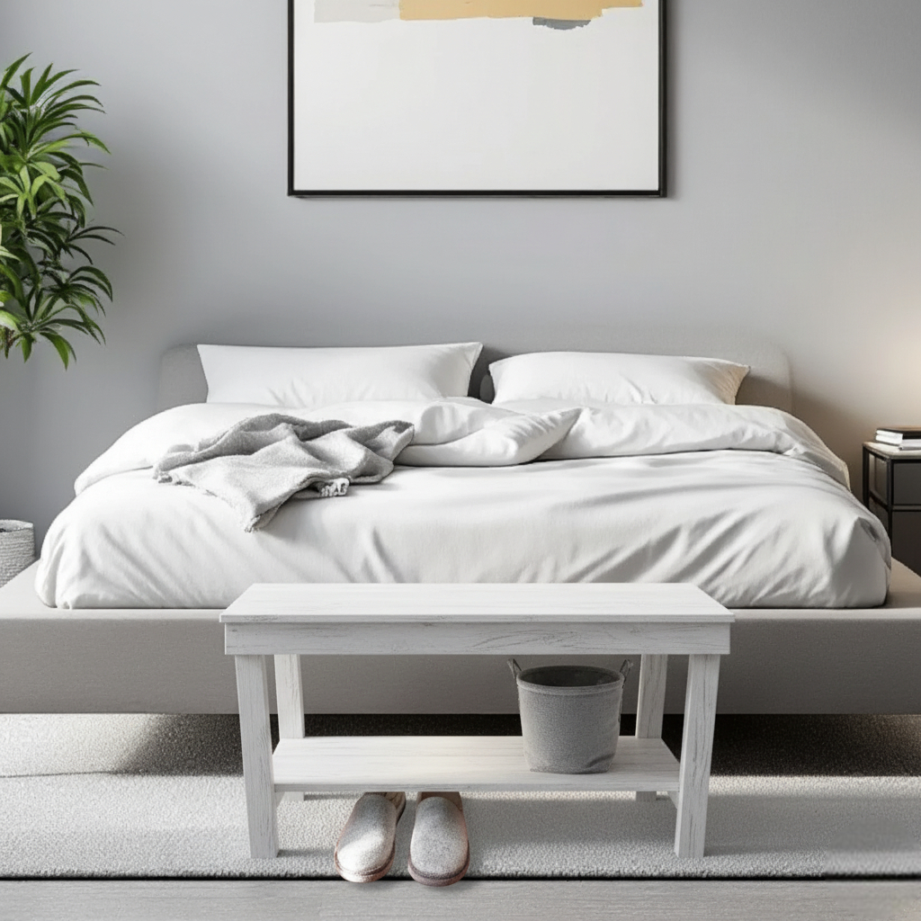 Farmhouse Rustic 1-Shelf Entryway Bench